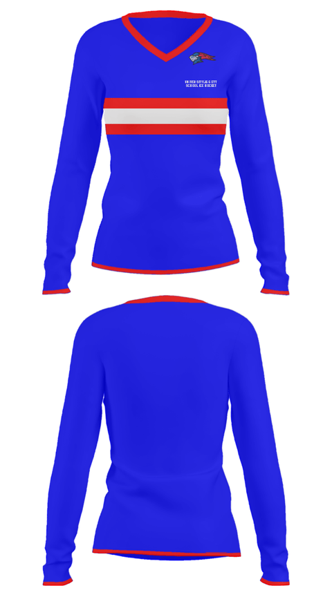 Women's Long Sleeve Vneck Shirt, University Liggett School Ice Hockey, Ice Hockey, Teamtime, Team time, sublimation, custom sports apparel, team uniforms, spirit wear, spiritwear, sports uniforms, custom shirts, team store, custom team store, fundraiser sports, apparel fundraiser