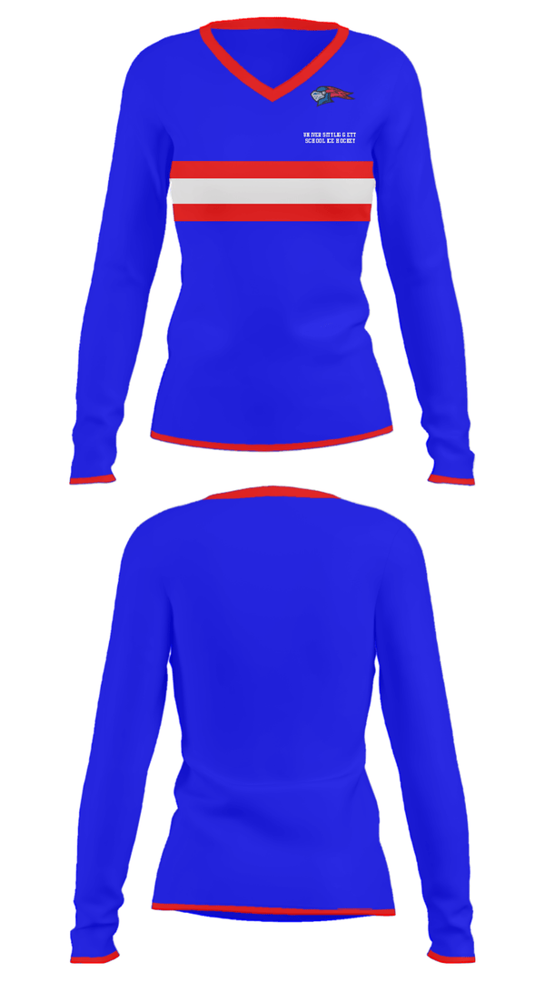 Women's Long Sleeve Vneck Shirt, University Liggett School Ice Hockey, Ice Hockey, Teamtime, Team time, sublimation, custom sports apparel, team uniforms, spirit wear, spiritwear, sports uniforms, custom shirts, team store, custom team store, fundraiser sports, apparel fundraiser