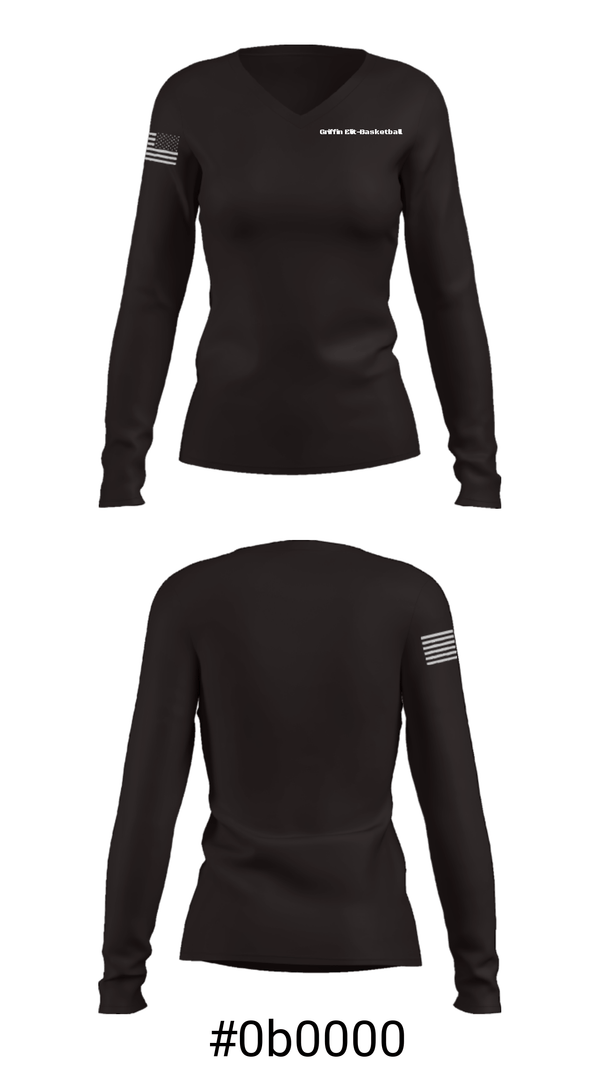 Women's Long Sleeve Vneck Shirt, Griffin Elit-Basketball, Men's Basketball, Teamtime, Team time, sublimation, custom sports apparel, team uniforms, spirit wear, spiritwear, sports uniforms, custom shirts, team store, custom team store, fundraiser sports, apparel fundraiser