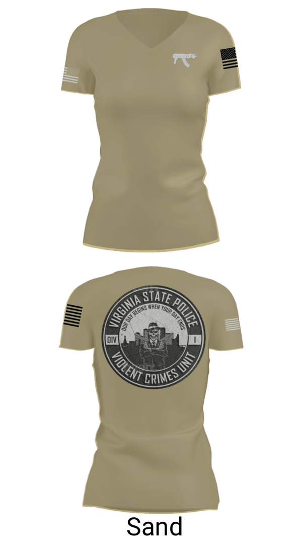 Women's Short Sleeve Vneck Shirt, Violent Crimes Unit, Police, Teamtime, Team time, sublimation, custom sports apparel, team uniforms, spirit wear, spiritwear, sports uniforms, custom shirts, team store, custom team store, fundraiser sports, apparel fundraiser