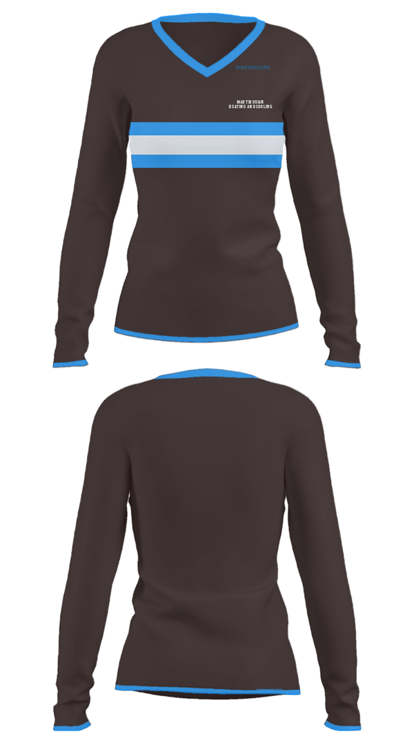 Women's Long Sleeve Vneck Shirt, Martirosian Heating and Cooling, , Teamtime, Team time, sublimation, custom sports apparel, team uniforms, spirit wear, spiritwear, sports uniforms, custom shirts, team store, custom team store, fundraiser sports, apparel fundraiser