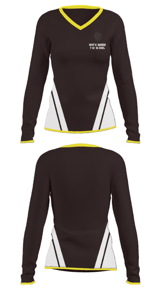 Women's Long Sleeve Vneck Shirt, South Barber 7-12 School, Spirit Store, Teamtime, Team time, sublimation, custom sports apparel, team uniforms, spirit wear, spiritwear, sports uniforms, custom shirts, team store, custom team store, fundraiser sports, apparel fundraiser