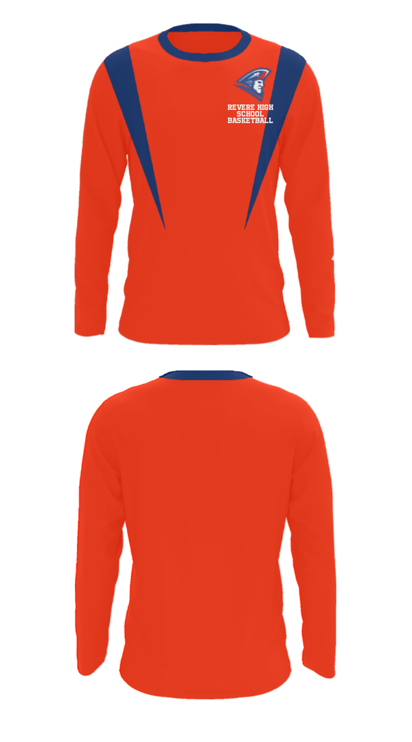 Long Sleeve Performance Shirt, Revere High School Basketball, Men's Basketball, Teamtime, Team time, sublimation, custom sports apparel, team uniforms, spirit wear, spiritwear, sports uniforms, custom shirts, team store, custom team store, fundraiser sports, apparel fundraiser