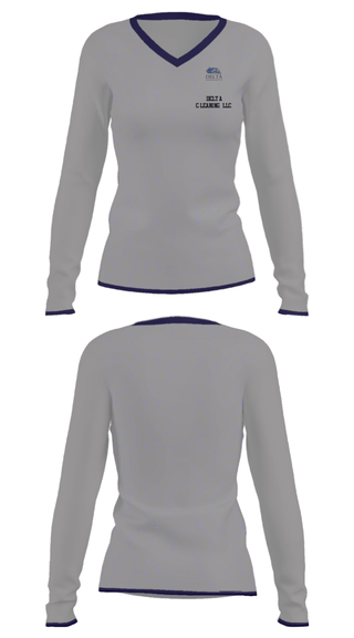 Women's Long Sleeve Vneck Shirt, Delta cleaning LLC, , Teamtime, Team time, sublimation, custom sports apparel, team uniforms, spirit wear, spiritwear, sports uniforms, custom shirts, team store, custom team store, fundraiser sports, apparel fundraiser
