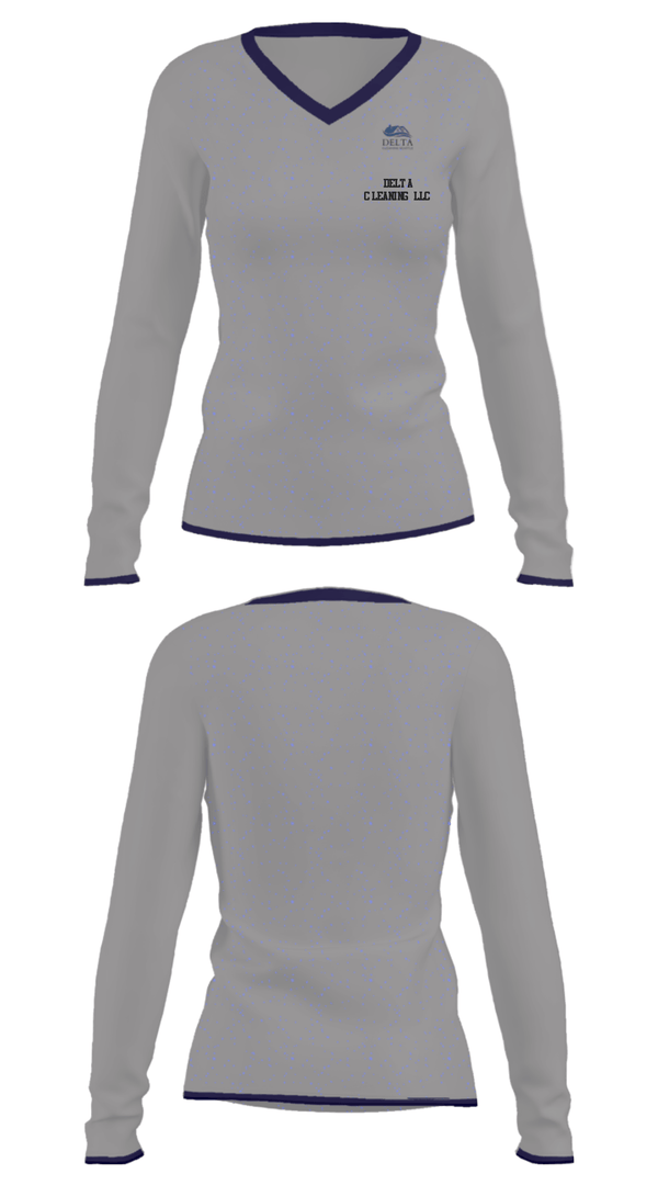 Women's Long Sleeve Vneck Shirt, Delta cleaning LLC, , Teamtime, Team time, sublimation, custom sports apparel, team uniforms, spirit wear, spiritwear, sports uniforms, custom shirts, team store, custom team store, fundraiser sports, apparel fundraiser