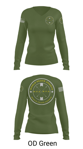 Women's Long Sleeve Vneck Shirt, , Army, Teamtime, Team time, sublimation, custom sports apparel, team uniforms, spirit wear, spiritwear, sports uniforms, custom shirts, team store, custom team store, fundraiser sports, apparel fundraiser