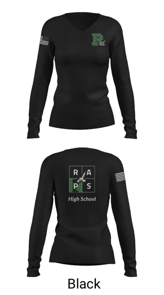 Women's Long Sleeve Vneck Shirt, Rapoport Academy Public School-Meyer High School Basketball, Women's Basketball, Teamtime, Team time, sublimation, custom sports apparel, team uniforms, spirit wear, spiritwear, sports uniforms, custom shirts, team store, custom team store, fundraiser sports, apparel fundraiser