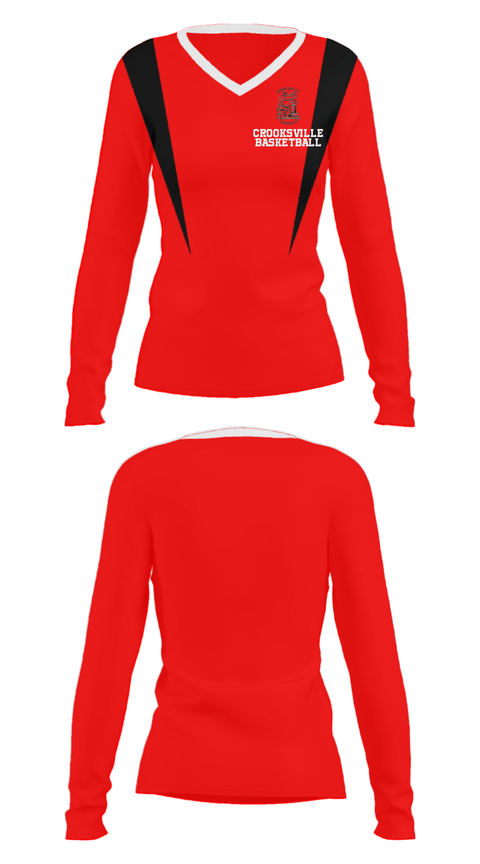Women's Long Sleeve Vneck Shirt, Crooksville High School Basketball, Men's Basketball, Teamtime, Team time, sublimation, custom sports apparel, team uniforms, spirit wear, spiritwear, sports uniforms, custom shirts, team store, custom team store, fundraiser sports, apparel fundraiser