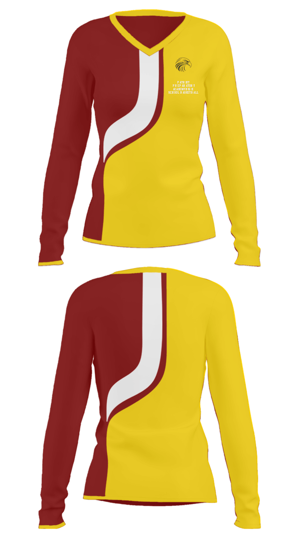 Women's Long Sleeve Vneck Shirt, Patriot Preparatory Academy High School Basketball, Men's Basketball, Teamtime, Team time, sublimation, custom sports apparel, team uniforms, spirit wear, spiritwear, sports uniforms, custom shirts, team store, custom team store, fundraiser sports, apparel fundraiser