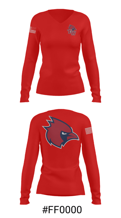 Thomas Worthington High School Basketball 13768606 Women's Long Sleeve V-neck Shirt - 20