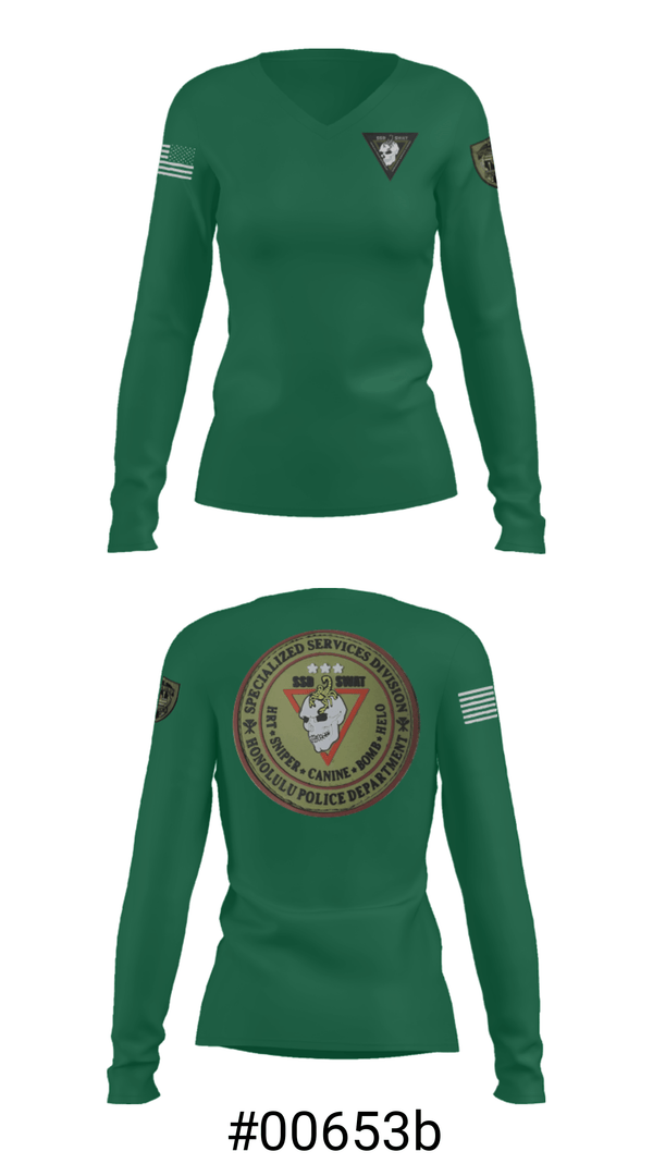 Women's Long Sleeve Vneck Shirt, SSD, Police, Teamtime, Team time, sublimation, custom sports apparel, team uniforms, spirit wear, spiritwear, sports uniforms, custom shirts, team store, custom team store, fundraiser sports, apparel fundraiser