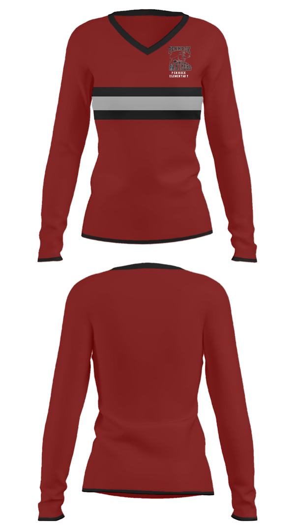 Women's Long Sleeve Vneck Shirt, Pennock Elementary, Spirit Store, Teamtime, Team time, sublimation, custom sports apparel, team uniforms, spirit wear, spiritwear, sports uniforms, custom shirts, team store, custom team store, fundraiser sports, apparel fundraiser