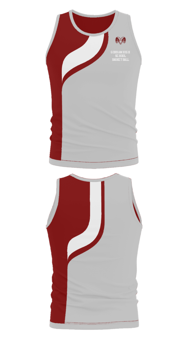 Tank Top, Gorham High School Basketball, Women's Basketball, Teamtime, Team time, sublimation, custom sports apparel, team uniforms, spirit wear, spiritwear, sports uniforms, custom shirts, team store, custom team store, fundraiser sports, apparel fundraiser