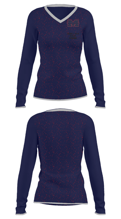 Manvel High School Swimming 12453838 Women's Long Sleeve V-neck Shirt - 31