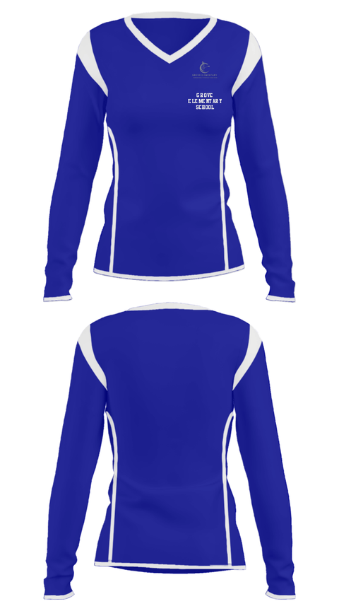 Women's Long Sleeve Vneck Shirt, Grove Elementary School, Spirit Store, Teamtime, Team time, sublimation, custom sports apparel, team uniforms, spirit wear, spiritwear, sports uniforms, custom shirts, team store, custom team store, fundraiser sports, apparel fundraiser