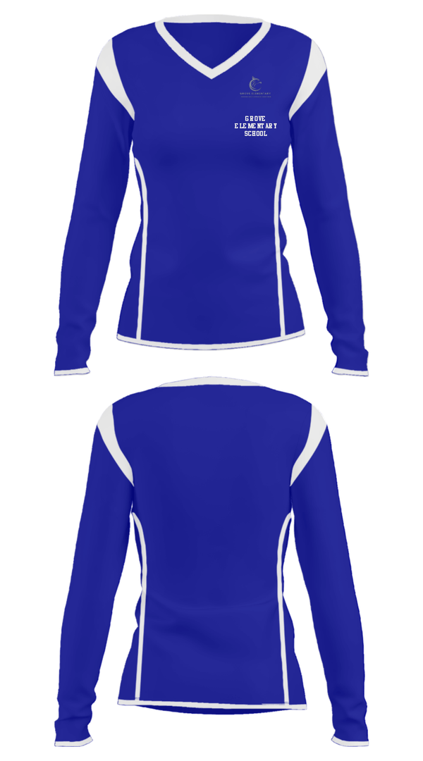 Women's Long Sleeve Vneck Shirt, Grove Elementary School, Spirit Store, Teamtime, Team time, sublimation, custom sports apparel, team uniforms, spirit wear, spiritwear, sports uniforms, custom shirts, team store, custom team store, fundraiser sports, apparel fundraiser
