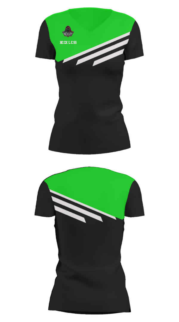 Women's Short Sleeve Vneck Shirt, Reckless, Football, Teamtime, Team time, sublimation, custom sports apparel, team uniforms, spirit wear, spiritwear, sports uniforms, custom shirts, team store, custom team store, fundraiser sports, apparel fundraiser