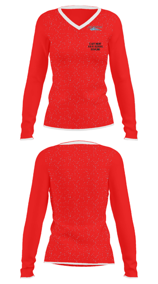 Women's Long Sleeve Vneck Shirt, Eastmont High School Bowling, Bowling, Teamtime, Team time, sublimation, custom sports apparel, team uniforms, spirit wear, spiritwear, sports uniforms, custom shirts, team store, custom team store, fundraiser sports, apparel fundraiser