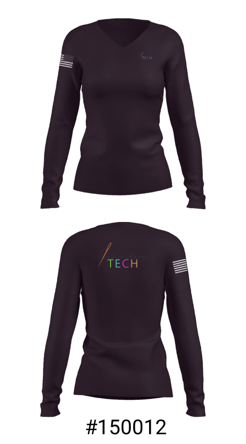 Women's Long Sleeve Vneck Shirt, Embroidery Tech, , Teamtime, Team time, sublimation, custom sports apparel, team uniforms, spirit wear, spiritwear, sports uniforms, custom shirts, team store, custom team store, fundraiser sports, apparel fundraiser