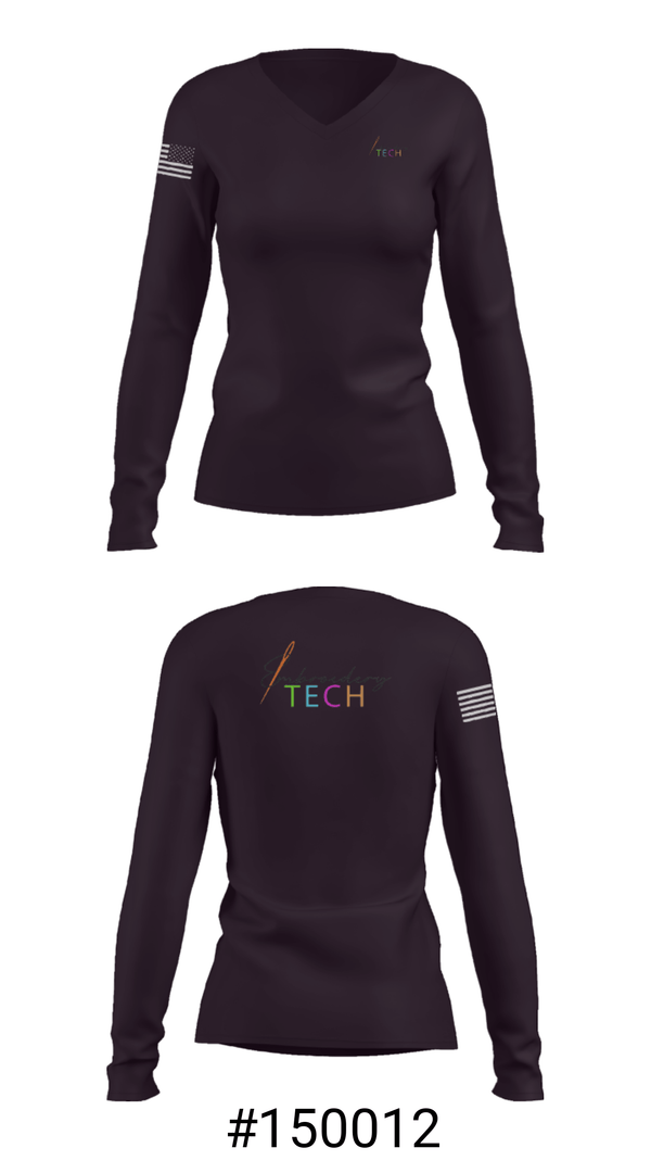Women's Long Sleeve Vneck Shirt, Embroidery Tech, , Teamtime, Team time, sublimation, custom sports apparel, team uniforms, spirit wear, spiritwear, sports uniforms, custom shirts, team store, custom team store, fundraiser sports, apparel fundraiser