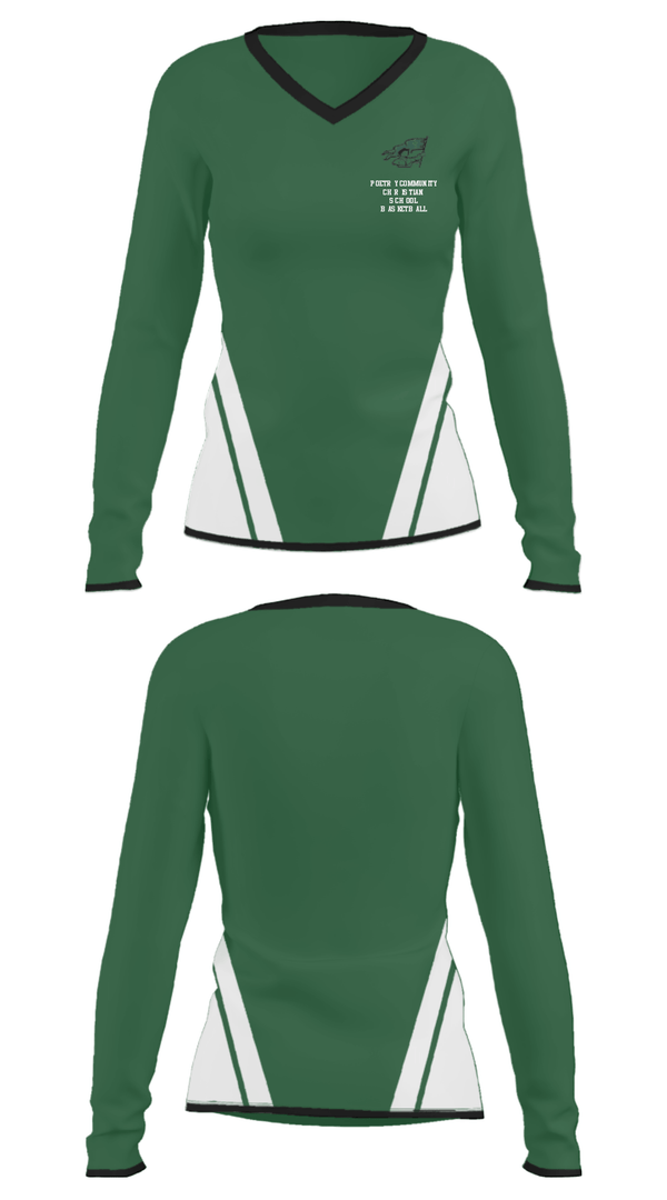 Women's Long Sleeve Vneck Shirt, Poetry Community Christian School Basketball, Men's Basketball, Teamtime, Team time, sublimation, custom sports apparel, team uniforms, spirit wear, spiritwear, sports uniforms, custom shirts, team store, custom team store, fundraiser sports, apparel fundraiser