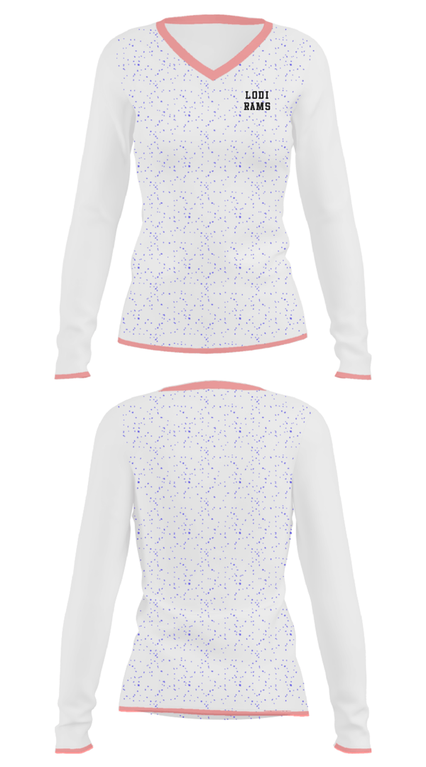 Women's Long Sleeve Vneck Shirt, Lodi Rams, Men's Basketball, Teamtime, Team time, sublimation, custom sports apparel, team uniforms, spirit wear, spiritwear, sports uniforms, custom shirts, team store, custom team store, fundraiser sports, apparel fundraiser