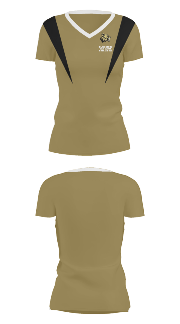 Women's Short Sleeve Vneck Shirt, Blacksburg High School Basketball, Women's Basketball, Teamtime, Team time, sublimation, custom sports apparel, team uniforms, spirit wear, spiritwear, sports uniforms, custom shirts, team store, custom team store, fundraiser sports, apparel fundraiser