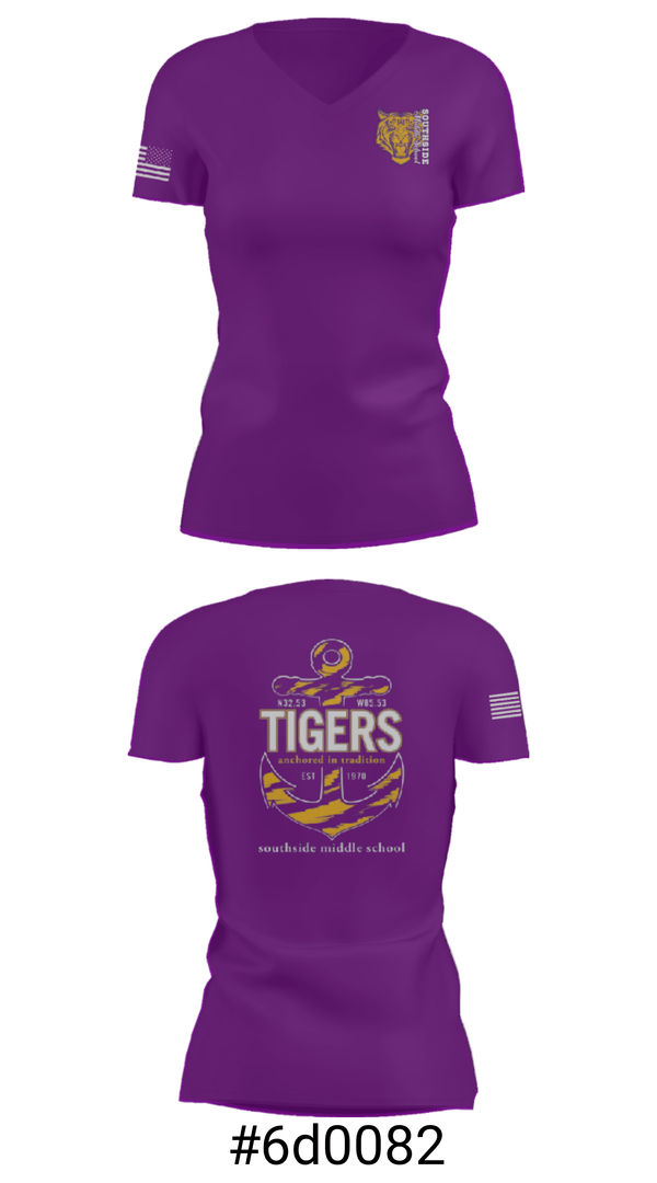 Women's Short Sleeve Vneck Shirt, Southside Middle School, Spirit Store, Teamtime, Team time, sublimation, custom sports apparel, team uniforms, spirit wear, spiritwear, sports uniforms, custom shirts, team store, custom team store, fundraiser sports, apparel fundraiser