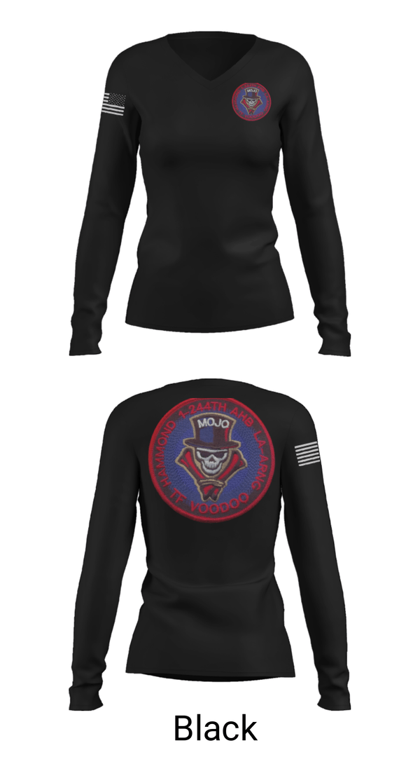 Women's Long Sleeve Vneck Shirt, 1-244th AASF, National Guard, Teamtime, Team time, sublimation, custom sports apparel, team uniforms, spirit wear, spiritwear, sports uniforms, custom shirts, team store, custom team store, fundraiser sports, apparel fundraiser