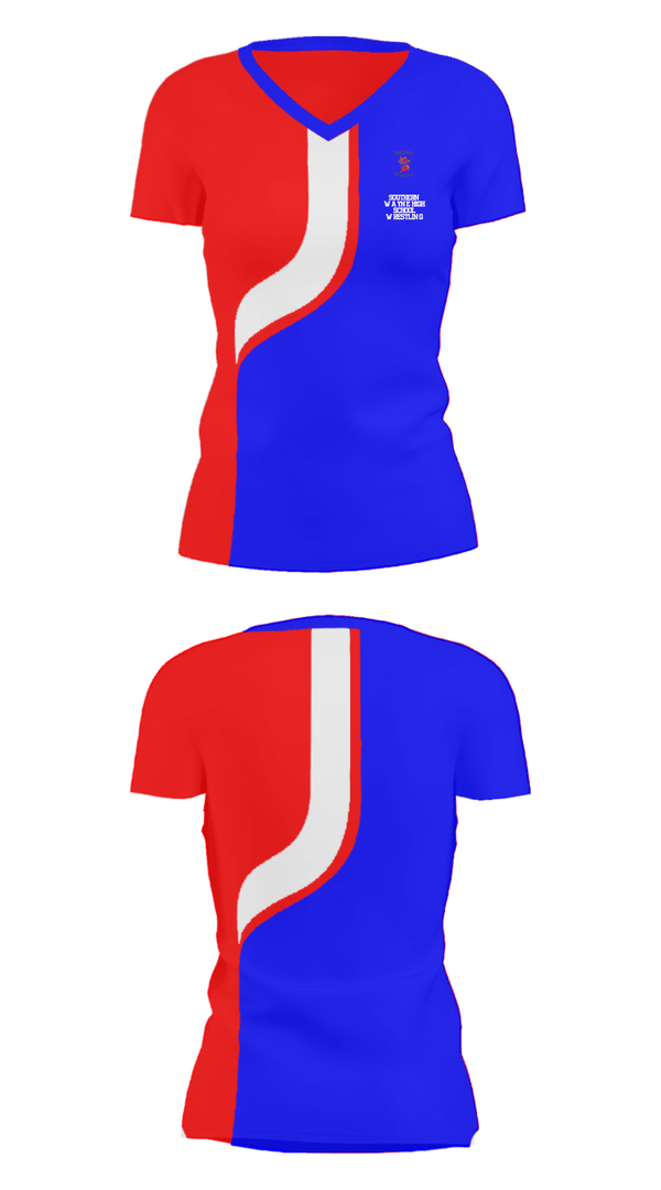 Women's Short Sleeve Vneck Shirt, Southern Wayne High School Wrestling, Wrestling, Teamtime, Team time, sublimation, custom sports apparel, team uniforms, spirit wear, spiritwear, sports uniforms, custom shirts, team store, custom team store, fundraiser sports, apparel fundraiser