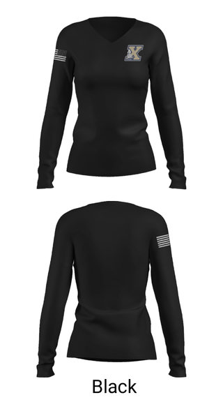 Women's Long Sleeve Vneck Shirt, Xaverian High School Basketball, Ice Hockey, Teamtime, Team time, sublimation, custom sports apparel, team uniforms, spirit wear, spiritwear, sports uniforms, custom shirts, team store, custom team store, fundraiser sports, apparel fundraiser