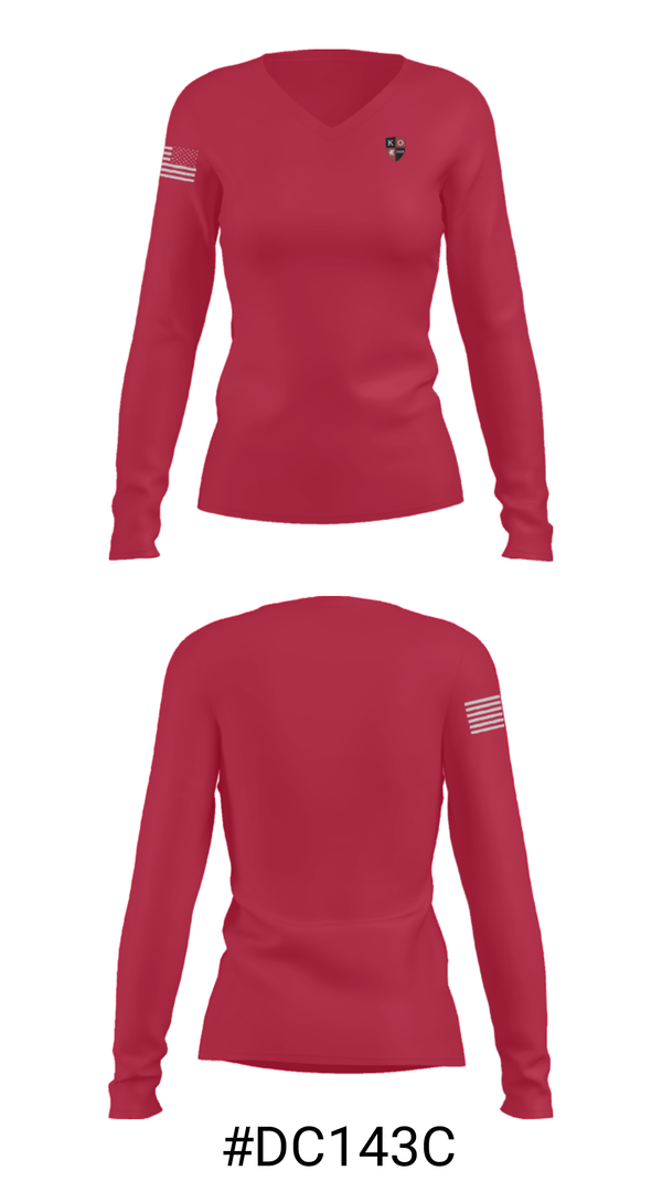 Women's Long Sleeve Vneck Shirt, Kingswood Oxford Upper School, Spirit Store, Teamtime, Team time, sublimation, custom sports apparel, team uniforms, spirit wear, spiritwear, sports uniforms, custom shirts, team store, custom team store, fundraiser sports, apparel fundraiser