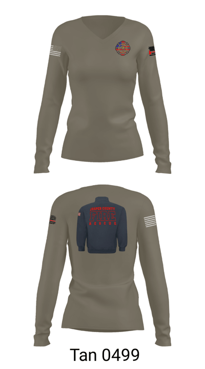 Jasper County Fire Rescue 11474467 Women's Long Sleeve V-neck Shirt - 38