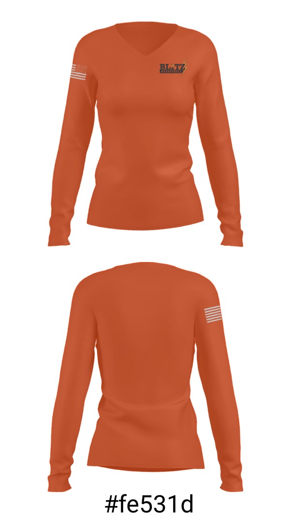 Women's Long Sleeve Vneck Shirt, Blitz Basketball, Men's Basketball, Teamtime, Team time, sublimation, custom sports apparel, team uniforms, spirit wear, spiritwear, sports uniforms, custom shirts, team store, custom team store, fundraiser sports, apparel fundraiser