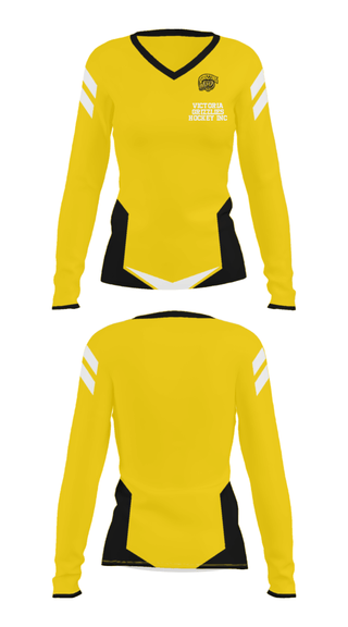 Women's Long Sleeve Vneck Shirt, Victoria Grizzlies Hockey Inc, Ice Hockey, Teamtime, Team time, sublimation, custom sports apparel, team uniforms, spirit wear, spiritwear, sports uniforms, custom shirts, team store, custom team store, fundraiser sports, apparel fundraiser