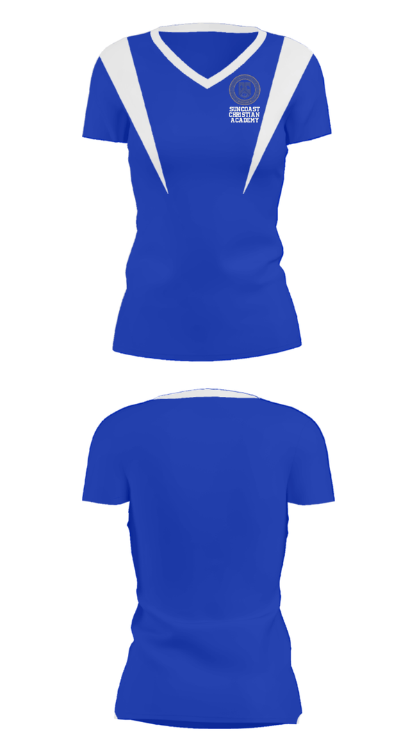 Women's Short Sleeve Vneck Shirt, Suncoast Christian Academy, Spirit Store, Teamtime, Team time, sublimation, custom sports apparel, team uniforms, spirit wear, spiritwear, sports uniforms, custom shirts, team store, custom team store, fundraiser sports, apparel fundraiser