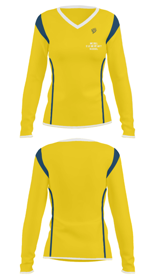 Women's Long Sleeve Vneck Shirt, Medill Elementary School, Spirit Store, Teamtime, Team time, sublimation, custom sports apparel, team uniforms, spirit wear, spiritwear, sports uniforms, custom shirts, team store, custom team store, fundraiser sports, apparel fundraiser