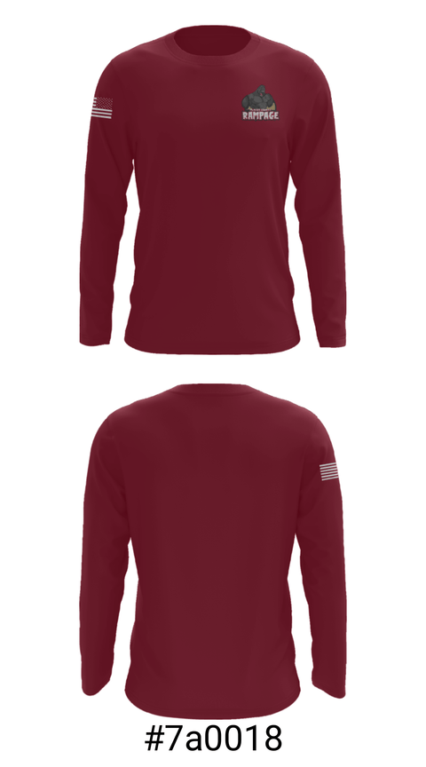 Long Sleeve Performance Shirt, Placer County Rampage, Football, Teamtime, Team time, sublimation, custom sports apparel, team uniforms, spirit wear, spiritwear, sports uniforms, custom shirts, team store, custom team store, fundraiser sports, apparel fundraiser