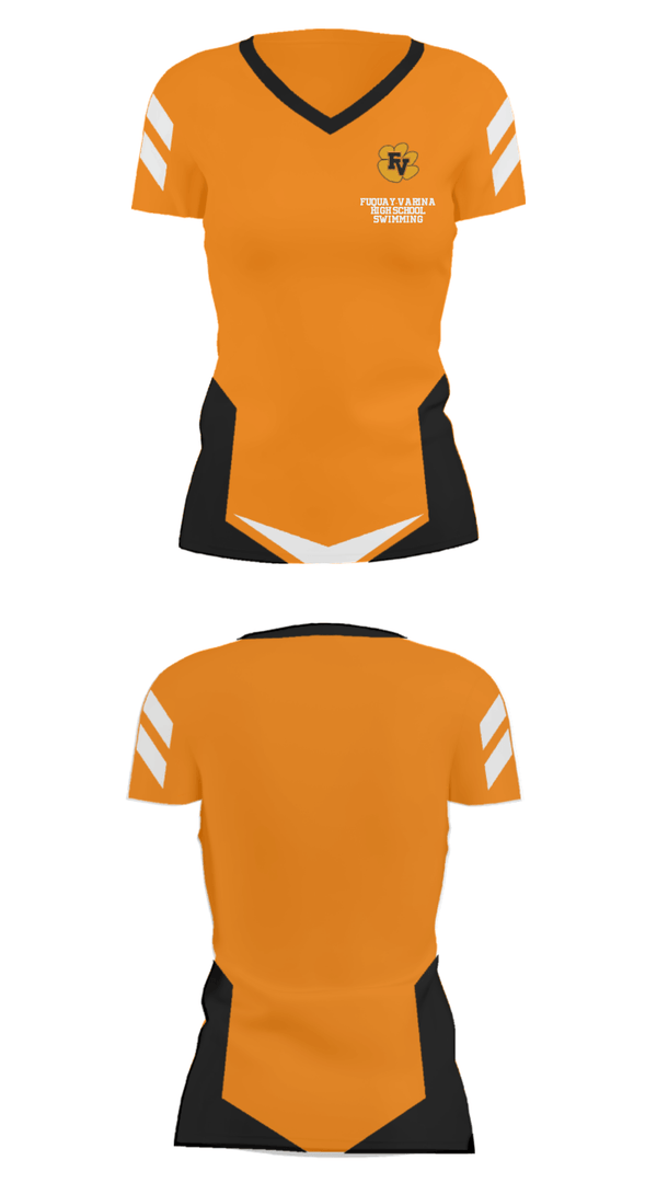 Women's Short Sleeve Vneck Shirt, Fuquay-Varina High School Swimming, Swimming, Teamtime, Team time, sublimation, custom sports apparel, team uniforms, spirit wear, spiritwear, sports uniforms, custom shirts, team store, custom team store, fundraiser sports, apparel fundraiser