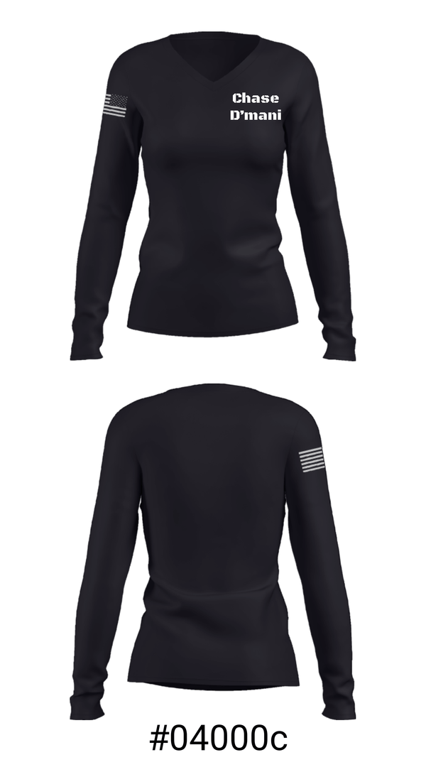 Women's Long Sleeve Vneck Shirt, Chase D’mani, , Teamtime, Team time, sublimation, custom sports apparel, team uniforms, spirit wear, spiritwear, sports uniforms, custom shirts, team store, custom team store, fundraiser sports, apparel fundraiser