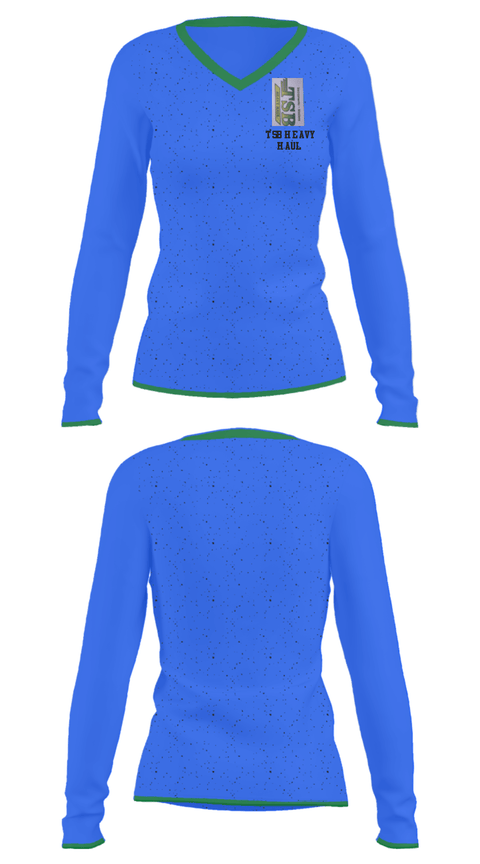 Women's Long Sleeve Vneck Shirt, Tsb heavy haul, , Teamtime, Team time, sublimation, custom sports apparel, team uniforms, spirit wear, spiritwear, sports uniforms, custom shirts, team store, custom team store, fundraiser sports, apparel fundraiser