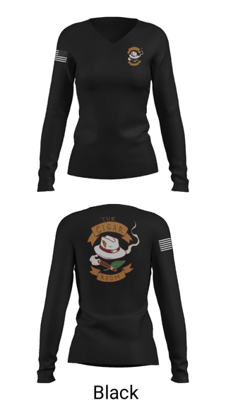 Women's Long Sleeve Vneck Shirt, The Cigar Room, , Teamtime, Team time, sublimation, custom sports apparel, team uniforms, spirit wear, spiritwear, sports uniforms, custom shirts, team store, custom team store, fundraiser sports, apparel fundraiser