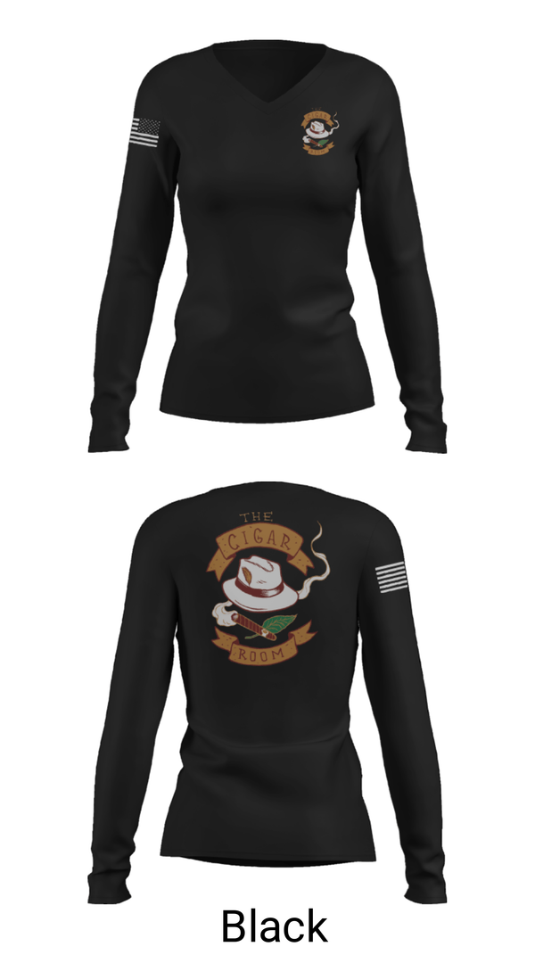 Women's Long Sleeve Vneck Shirt, The Cigar Room, , Teamtime, Team time, sublimation, custom sports apparel, team uniforms, spirit wear, spiritwear, sports uniforms, custom shirts, team store, custom team store, fundraiser sports, apparel fundraiser