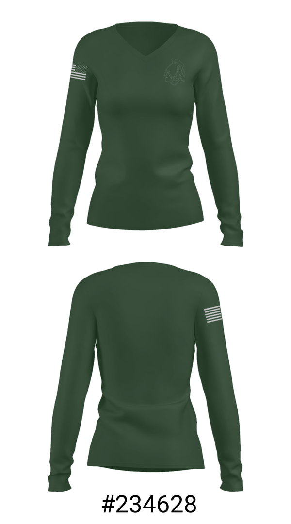 Women's Long Sleeve Vneck Shirt, Dartmouth High School, Spirit Store, Teamtime, Team time, sublimation, custom sports apparel, team uniforms, spirit wear, spiritwear, sports uniforms, custom shirts, team store, custom team store, fundraiser sports, apparel fundraiser