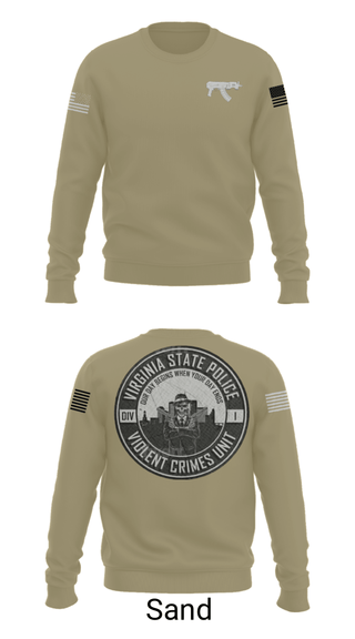 Crew Neck Sweatshirt, Violent Crimes Unit, Police, Teamtime, Team time, sublimation, custom sports apparel, team uniforms, spirit wear, spiritwear, sports uniforms, custom shirts, team store, custom team store, fundraiser sports, apparel fundraiser