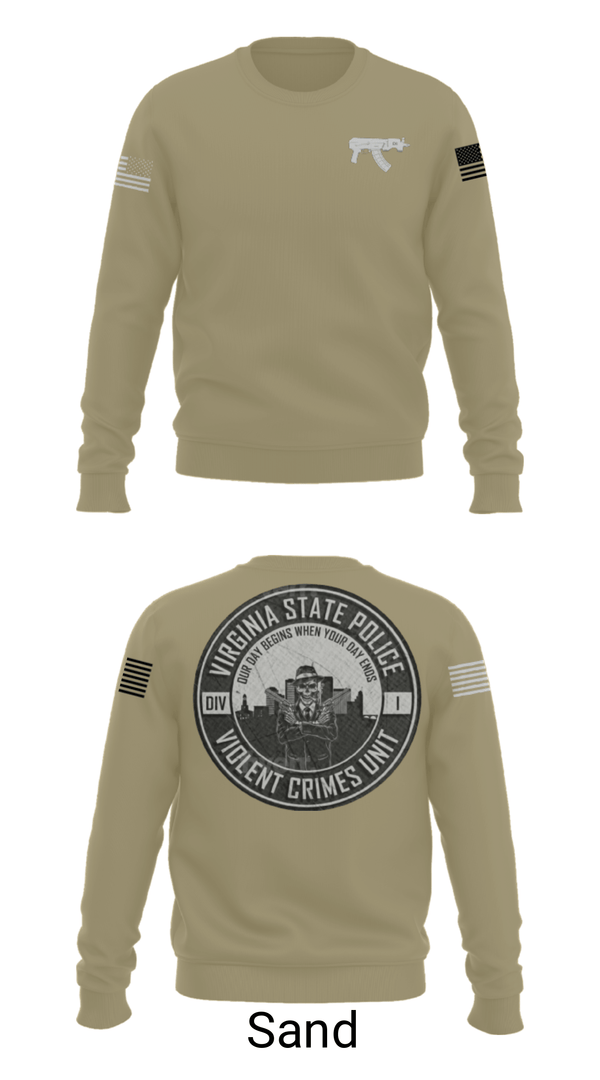 Crew Neck Sweatshirt, Violent Crimes Unit, Police, Teamtime, Team time, sublimation, custom sports apparel, team uniforms, spirit wear, spiritwear, sports uniforms, custom shirts, team store, custom team store, fundraiser sports, apparel fundraiser