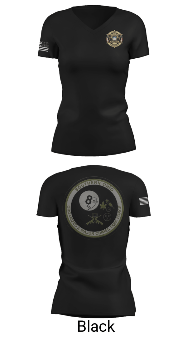 Women's Short Sleeve Vneck Shirt, Southern Ohio Organized and Major Crimes Task Force, Police, Teamtime, Team time, sublimation, custom sports apparel, team uniforms, spirit wear, spiritwear, sports uniforms, custom shirts, team store, custom team store, fundraiser sports, apparel fundraiser