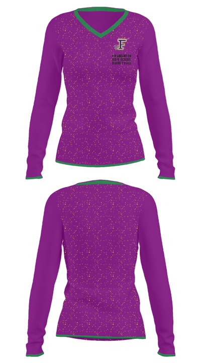 Franklinton High School Basketball 60218474 Women's Long Sleeve V-neck Shirt - 34