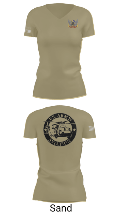A Co 1-13 AVN REGT 59658620 Women's Short Sleeve V-neck Shirt - 44