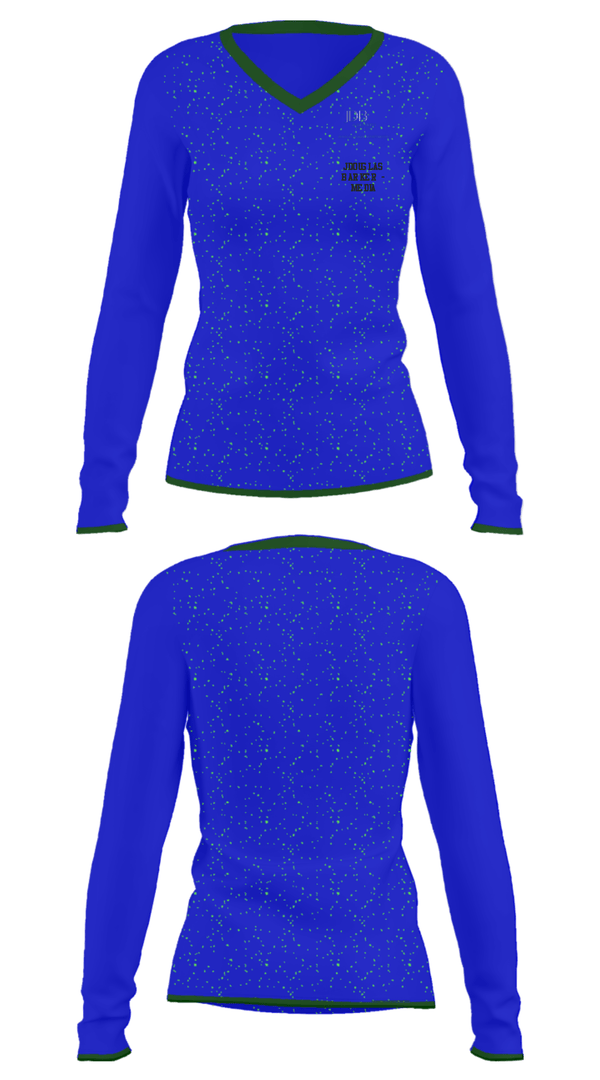 Women's Long Sleeve Vneck Shirt, JDouglas Barker - MEDIA, , Teamtime, Team time, sublimation, custom sports apparel, team uniforms, spirit wear, spiritwear, sports uniforms, custom shirts, team store, custom team store, fundraiser sports, apparel fundraiser